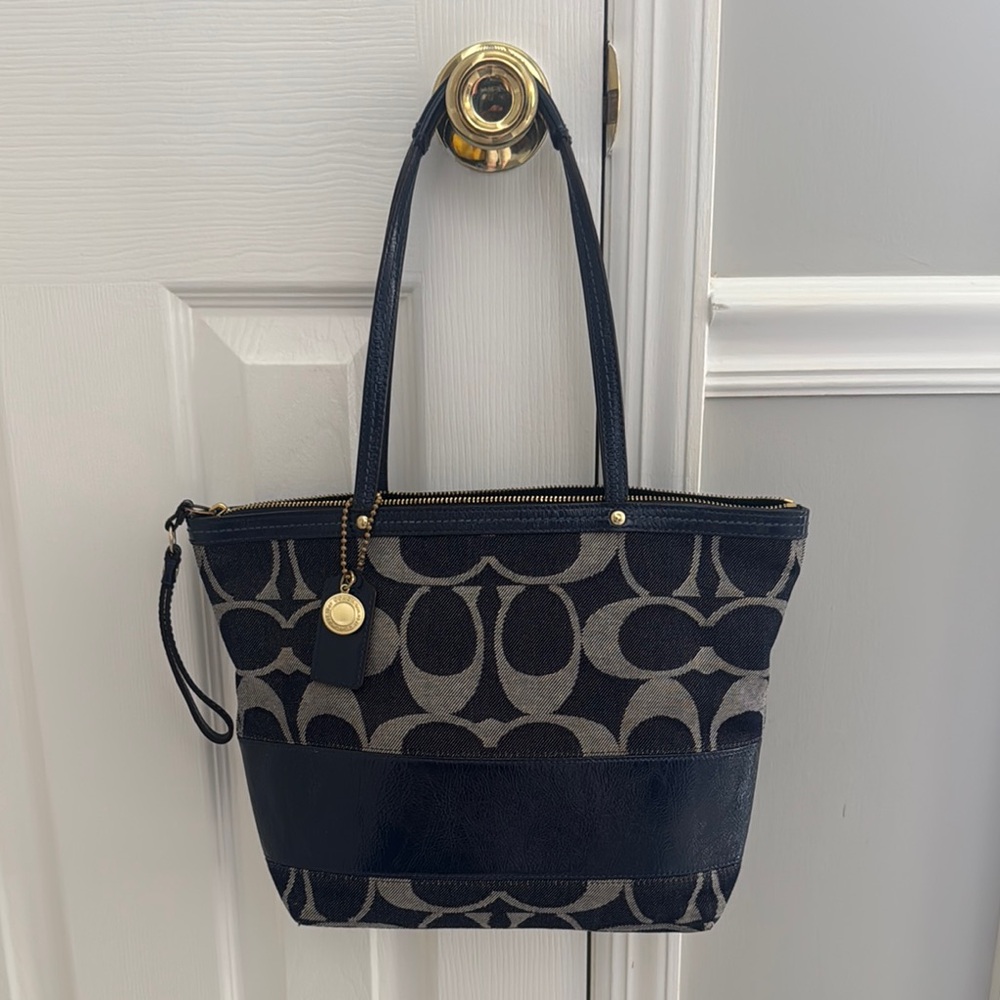 Coach Vintage Denim Blue and Gray Signature Tote